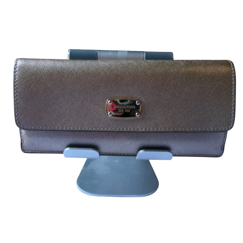 Michael Kors Pale Gold Saffiano Leather Flat Travel Continental Wallet